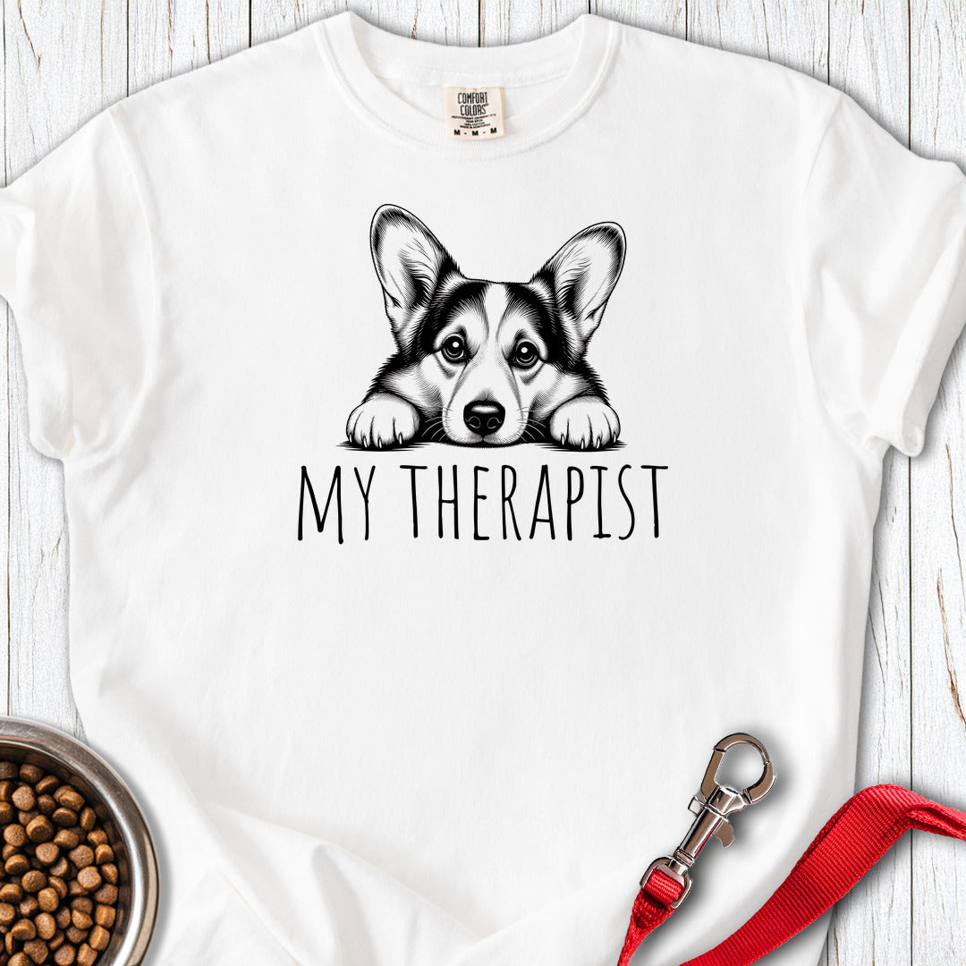 Cardigan Welsh Corgi My Therapist Premium Tee — White
