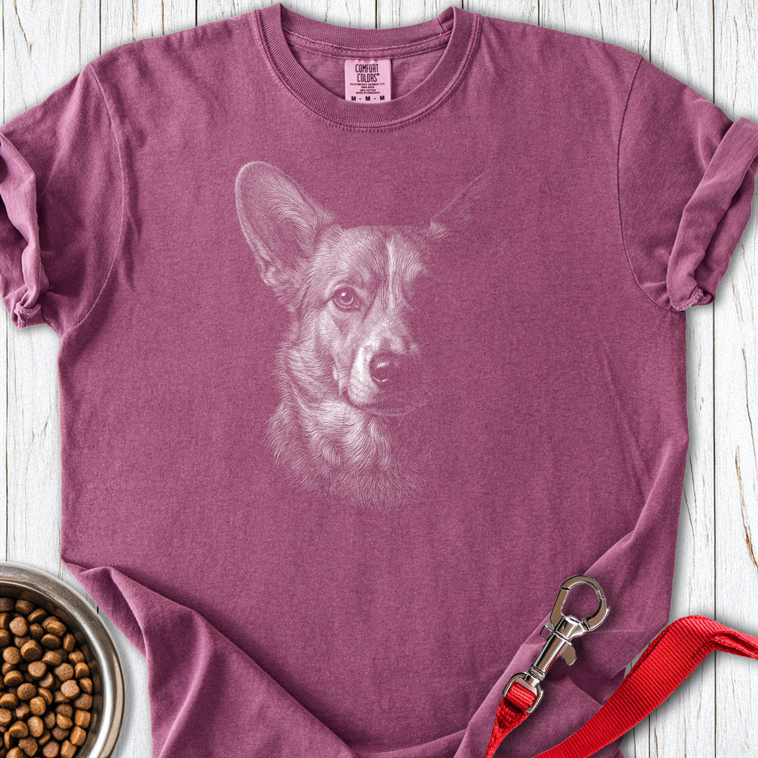 Cardigan Welsh Corgi Portrait Premium Tee — Berry