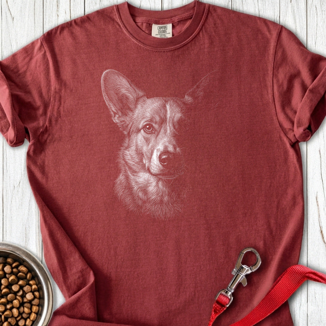 Cardigan Welsh Corgi Portrait Premium Tee — Brick