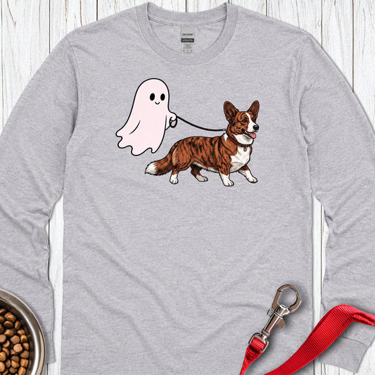 Cardigan Welsh Corgi Red Brindle Halloween Long Sleeve — Sport Grey