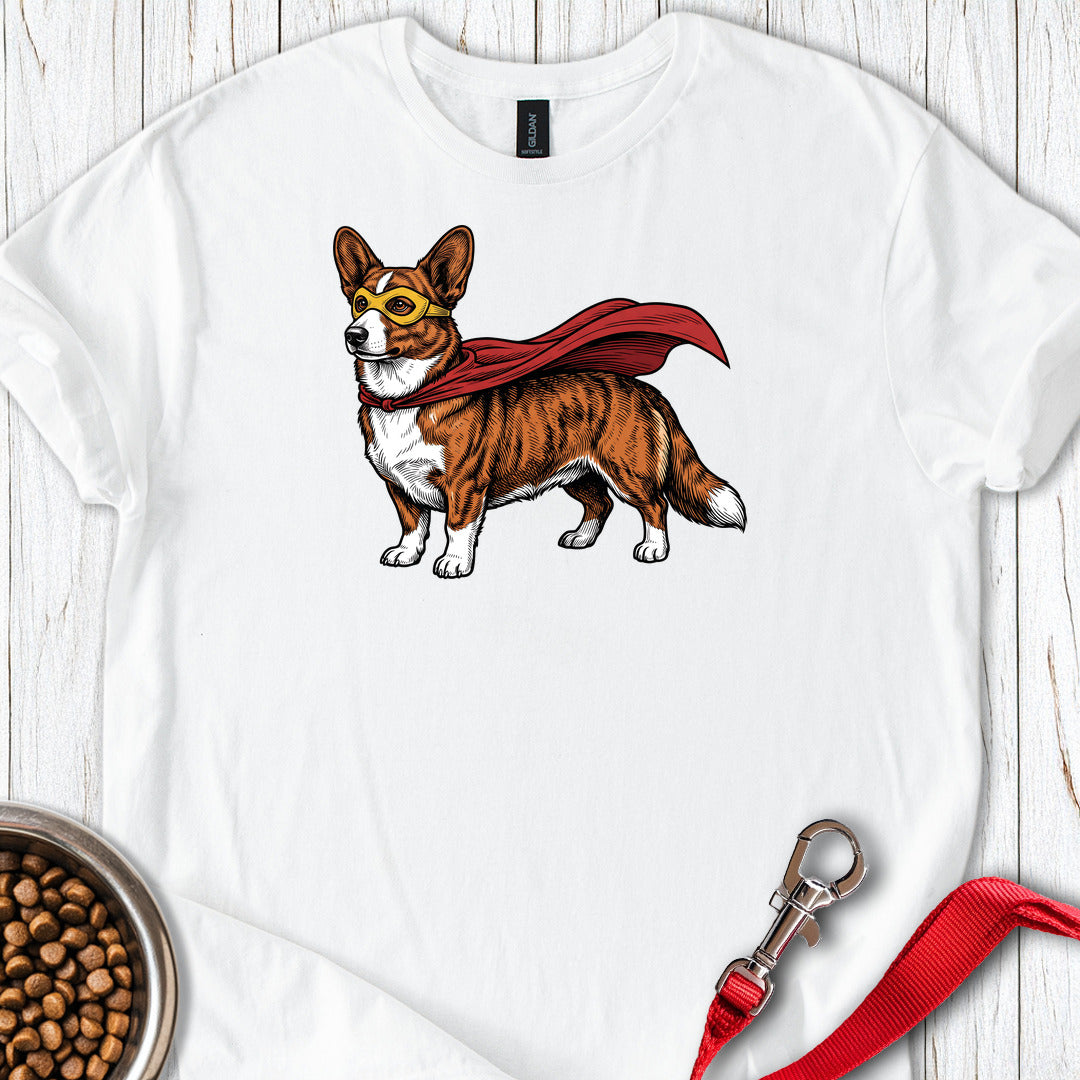 Cardigan Welsh Corgi Red Brindle Superhero — White