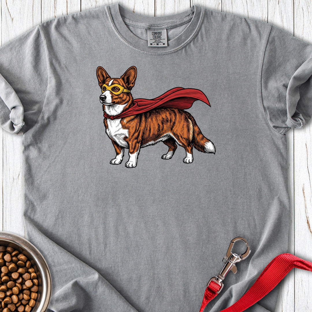 Cardigan Welsh Corgi Red Brindle Superhero Premium Tee — Grey
