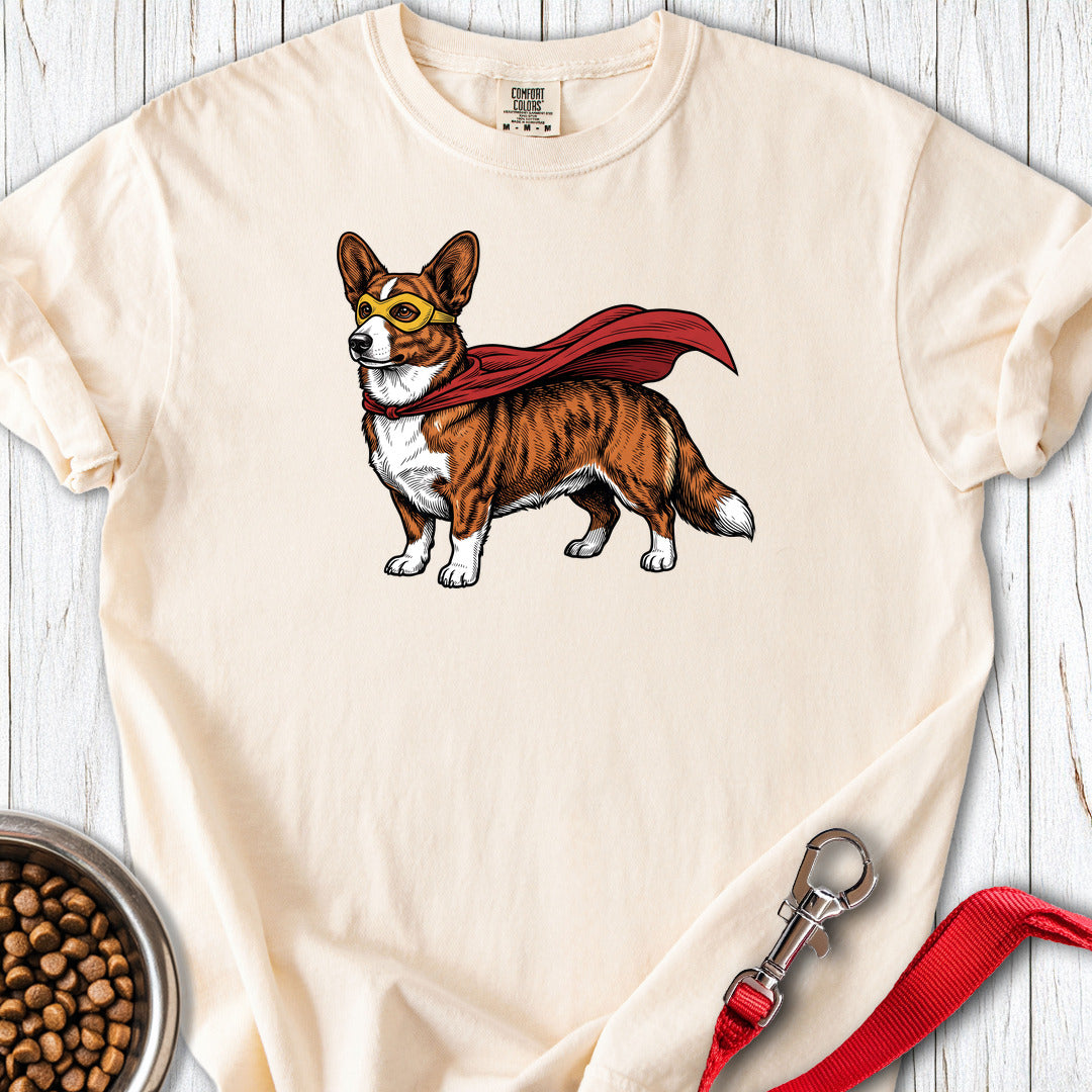 Cardigan Welsh Corgi Red Brindle Superhero Premium Tee — Ivory