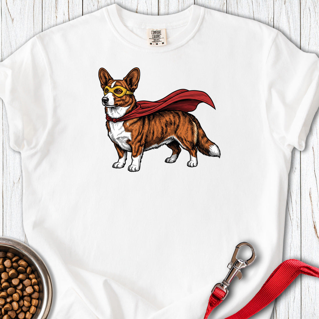 Cardigan Welsh Corgi Red Brindle Superhero Premium Tee — White