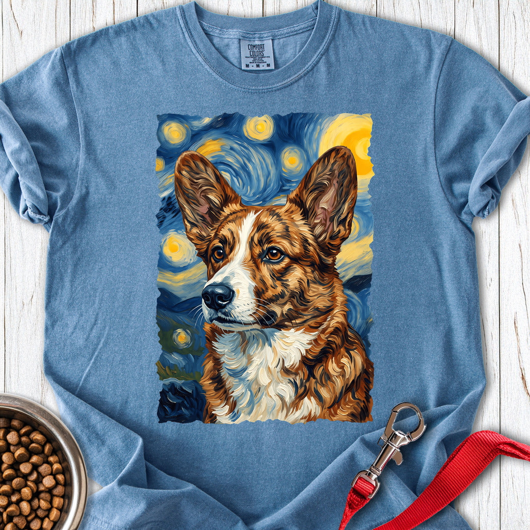 Cardigan Welsh Corgi Red Brindle Van Gogh Premium Tee — Blue Jean
