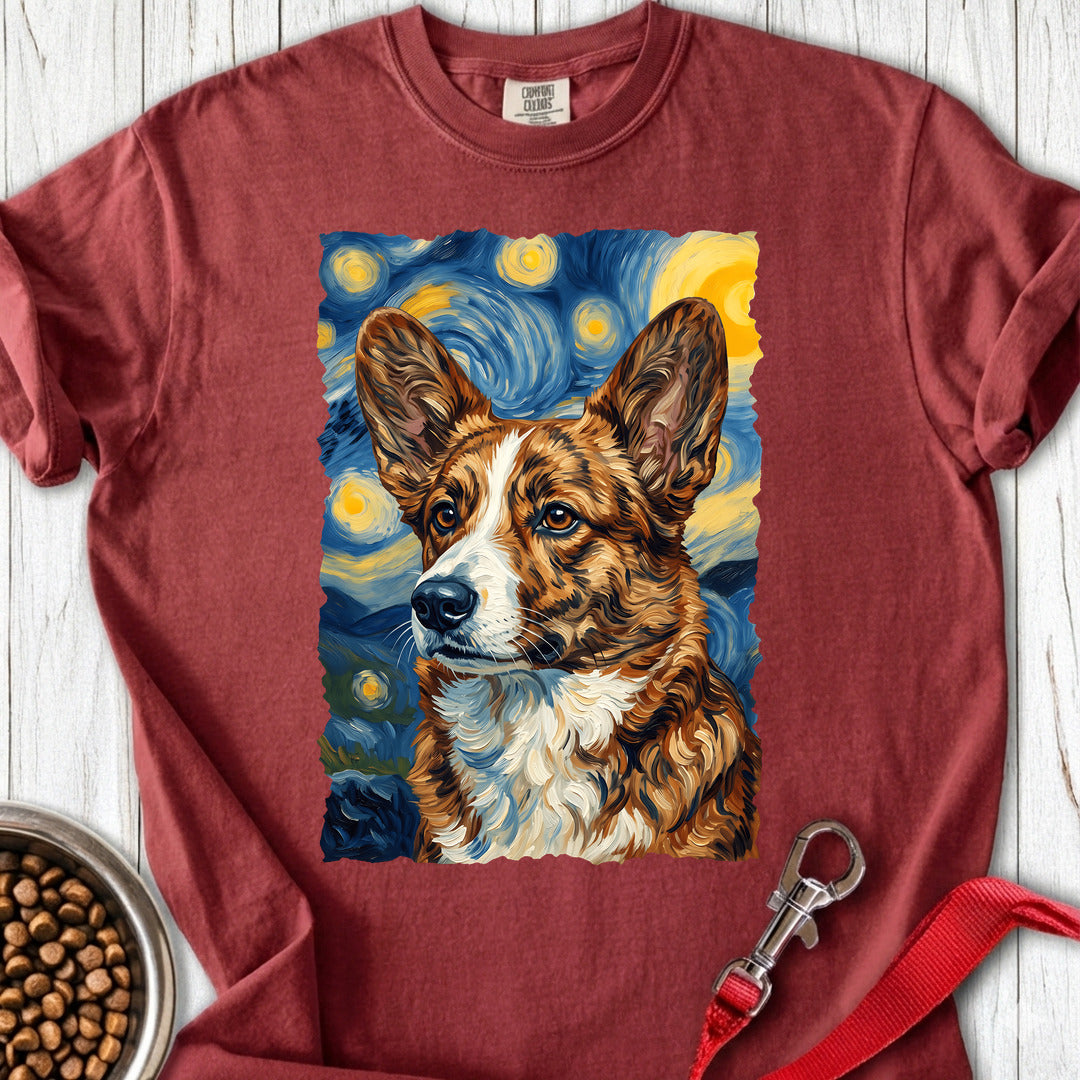 Cardigan Welsh Corgi Red Brindle Van Gogh Premium Tee — Brick