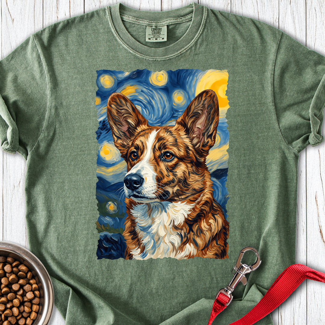 Cardigan Welsh Corgi Red Brindle Van Gogh Premium Tee — Moss