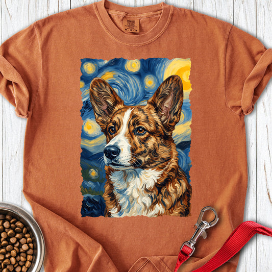 Cardigan Welsh Corgi Red Brindle Van Gogh Premium Tee Yam