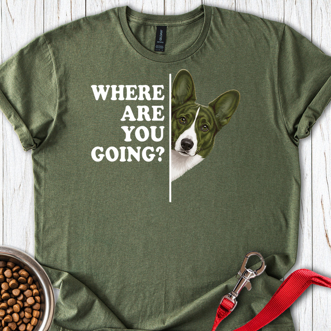 Cardigan Welsh Corgi Red Brindle Where Are You Going — Military Green