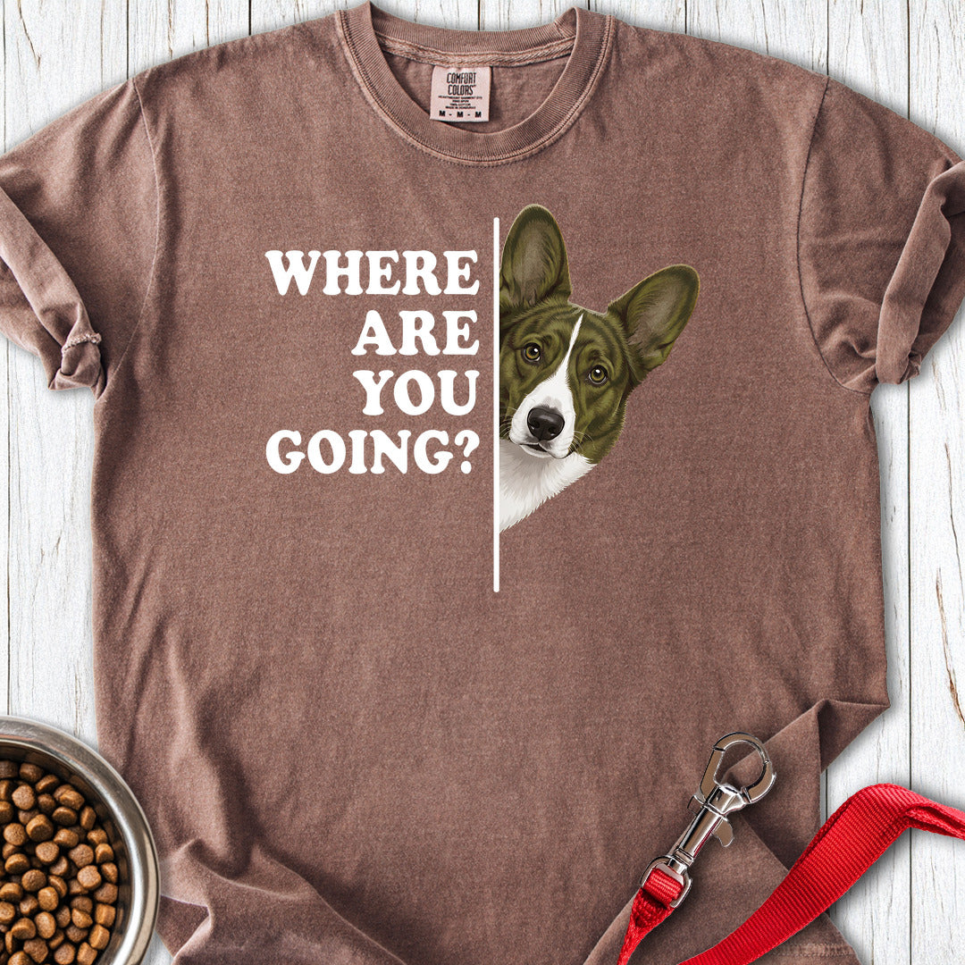 Cardigan Welsh Corgi Red Brindle Where Are You Going Premium Tee — Espresso