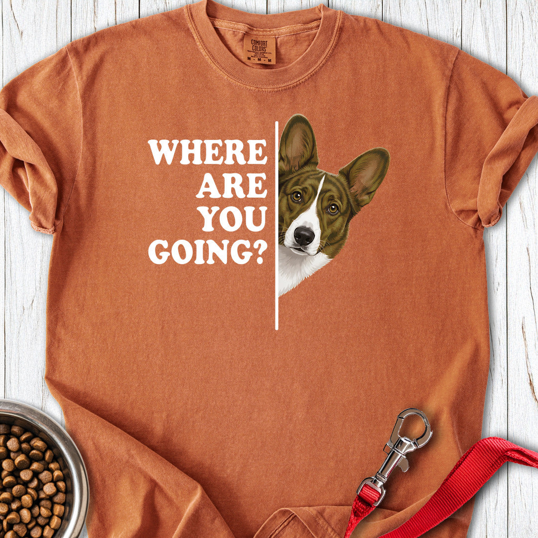 Cardigan Welsh Corgi Red Brindle Where Are You Going Premium Tee — Yam