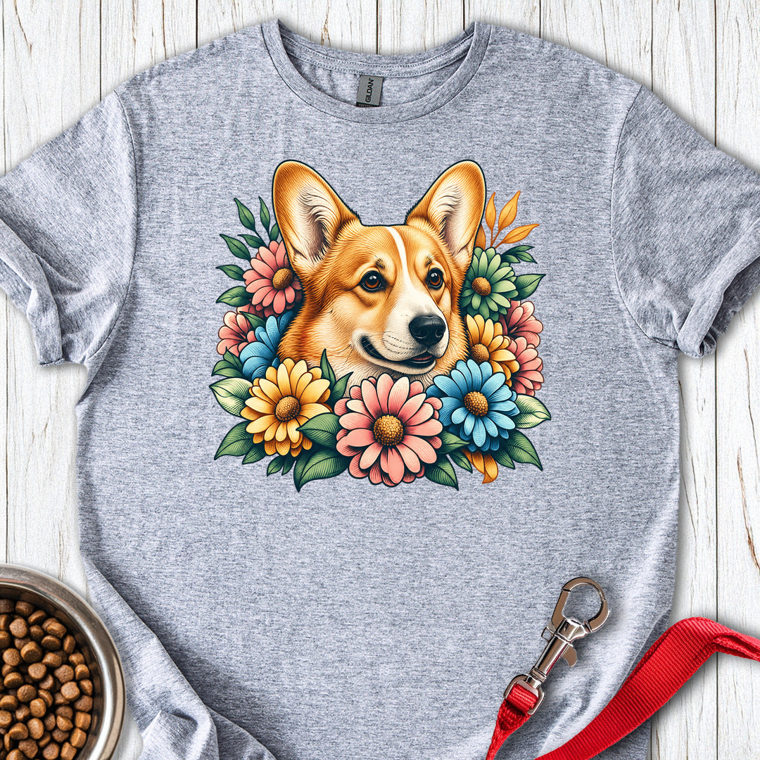 Cardigan Welsh Corgi Red Flowers — Sport Grey