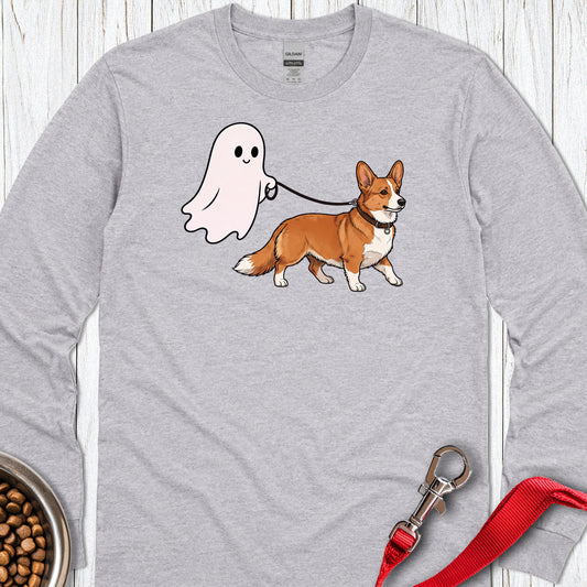 Cardigan Welsh Corgi Red Halloween Long Sleeve — Sport Grey