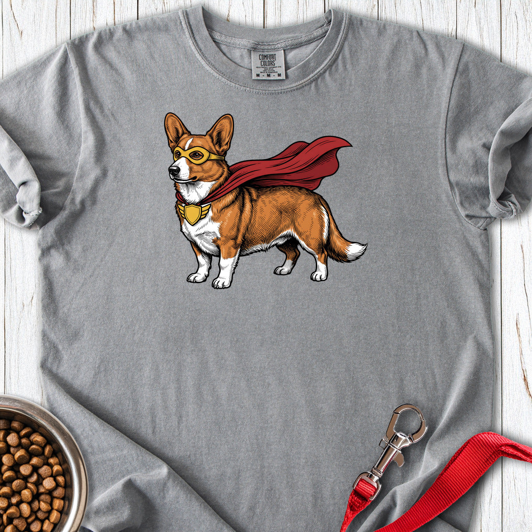 Cardigan Welsh Corgi Red Superhero Premium Tee — Grey