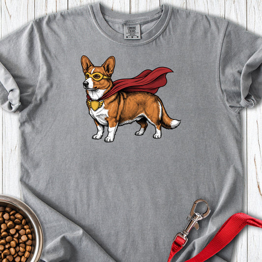 Cardigan Welsh Corgi Red Superhero Premium Tee Grey