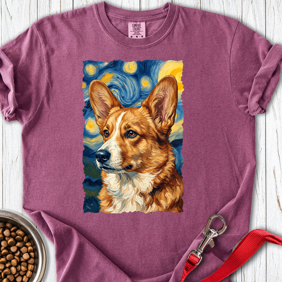 Cardigan Welsh Corgi Red Van Gogh Premium Tee — Berry