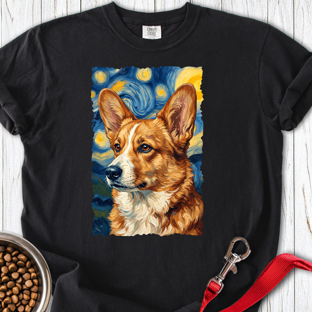 Cardigan Welsh Corgi Red Van Gogh Premium Tee — Black