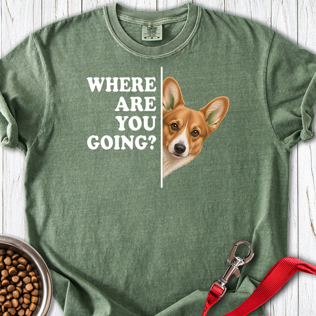 Cardigan Welsh Corgi Red Where Are You Going Premium Tee — Moss