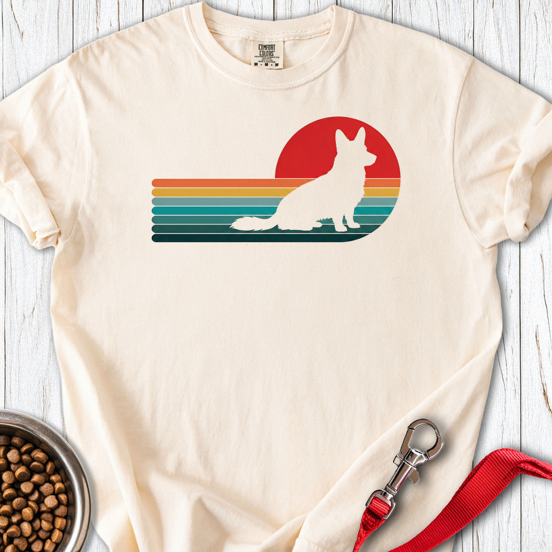 Cardigan Welsh Corgi Retro Sunset Premium Tee — Ivory