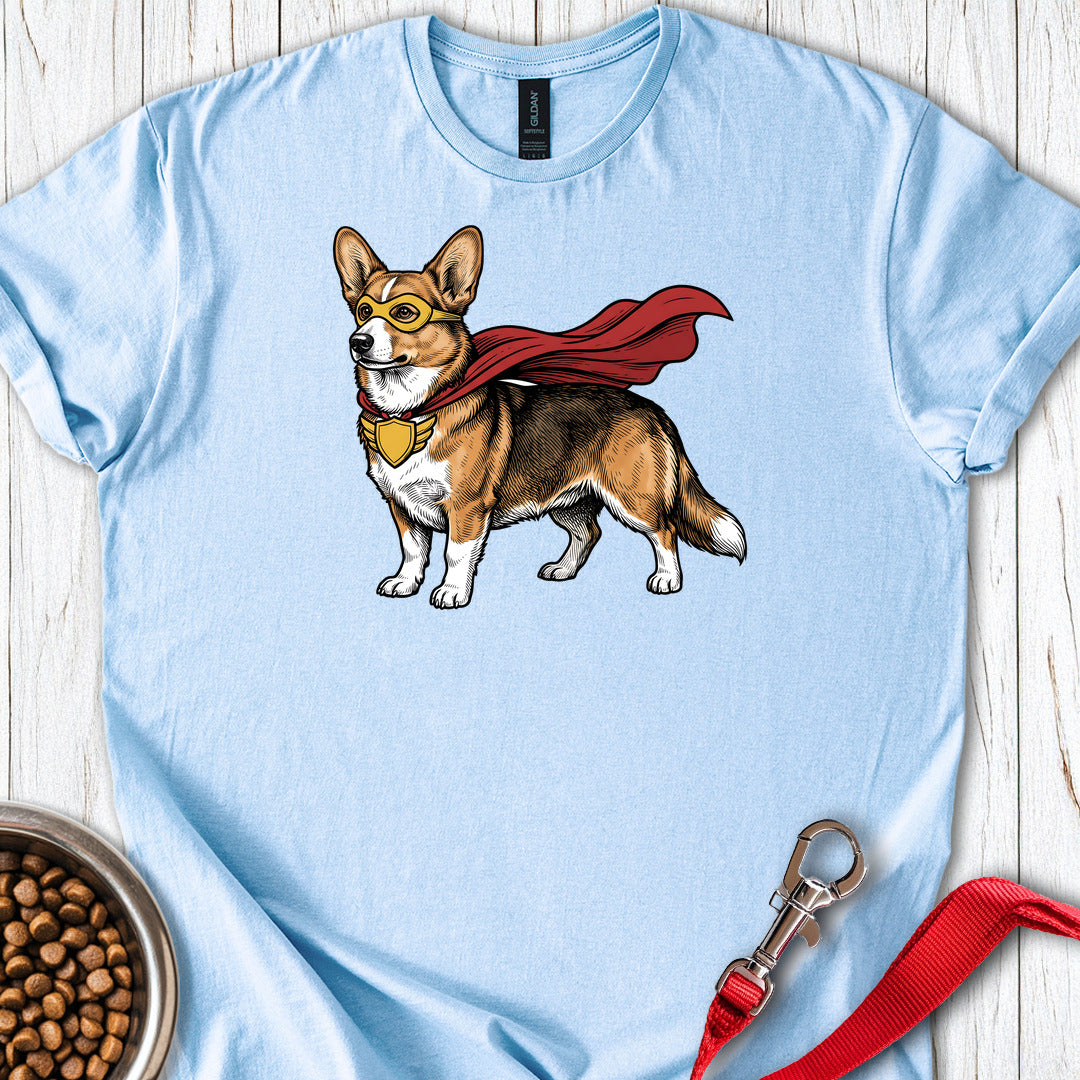 Cardigan Welsh Corgi Sable Superhero — Light Blue