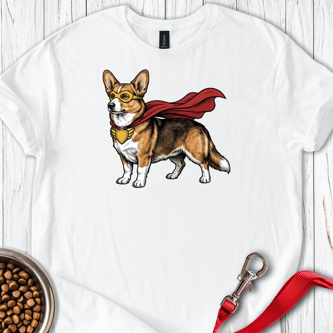 Cardigan Welsh Corgi Sable Superhero — White