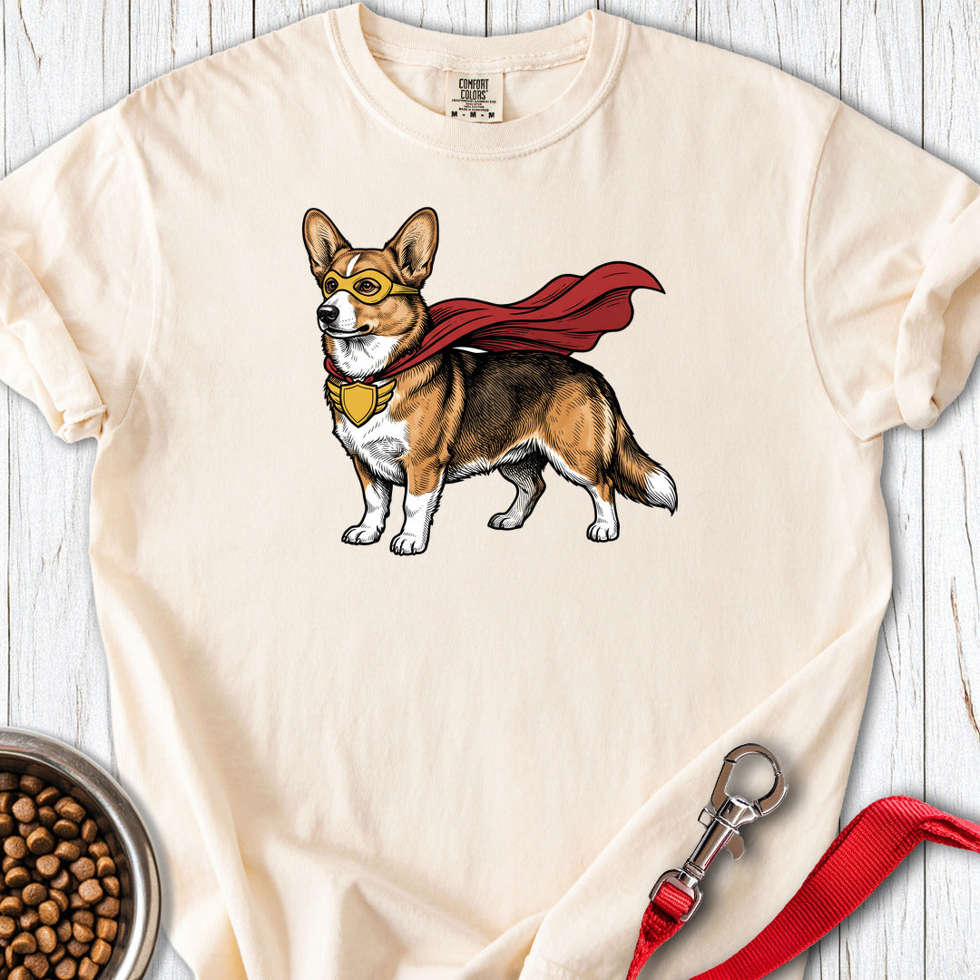 Cardigan Welsh Corgi Sable Superhero Premium Tee — Ivory