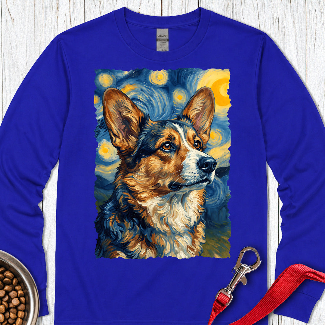 Cardigan Welsh Corgi Sable Van Gogh Long Sleeve Royal