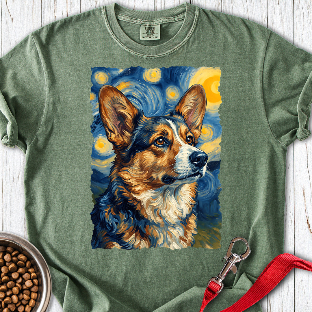 Cardigan Welsh Corgi Sable Van Gogh Premium Tee — Moss