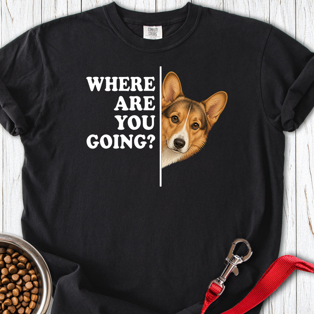 Cardigan Welsh Corgi Sable Where Are You Going Premium Tee — Black