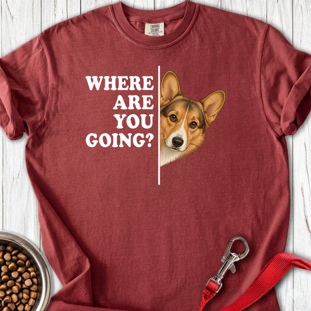 Cardigan Welsh Corgi Sable Where Are You Going Premium Tee — Brick