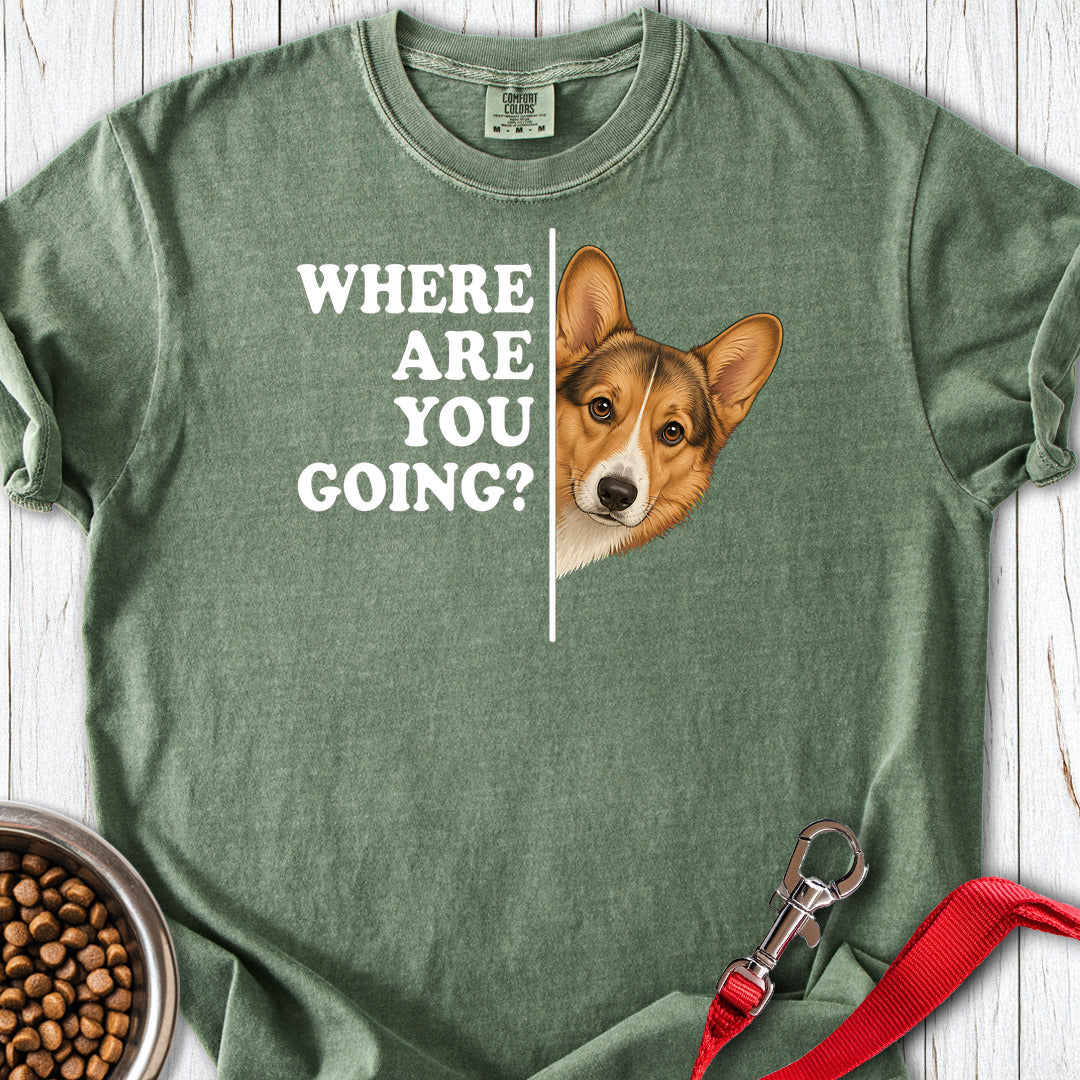 Cardigan Welsh Corgi Sable Where Are You Going Premium Tee — Moss