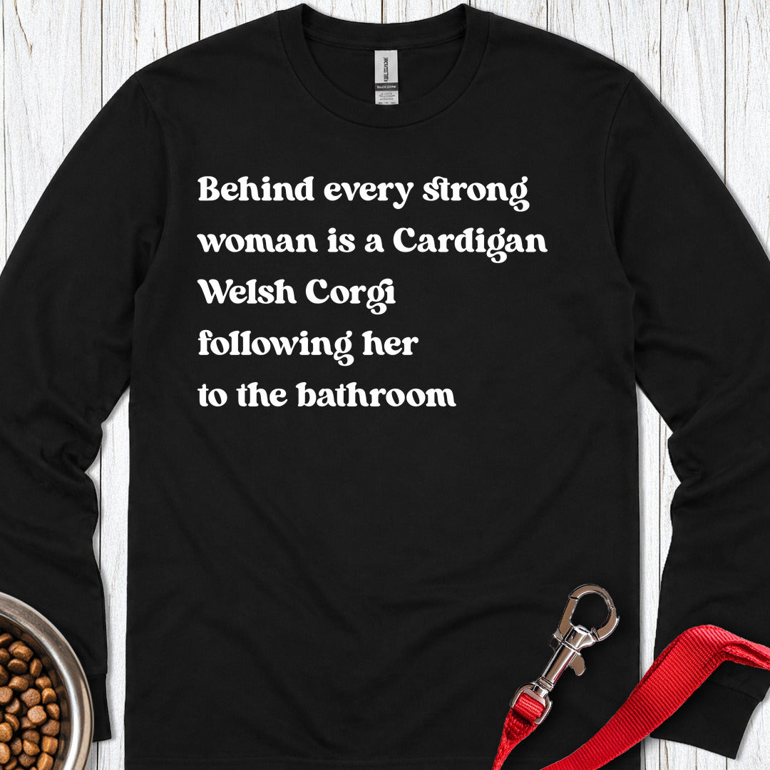 Cardigan Welsh Corgi Strong Woman Long Sleeve — Black