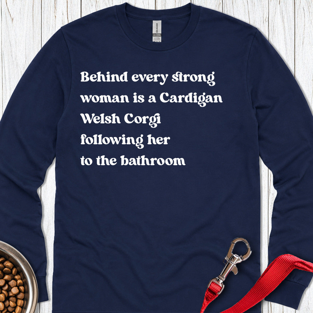 Cardigan Welsh Corgi Strong Woman Long Sleeve — Navy