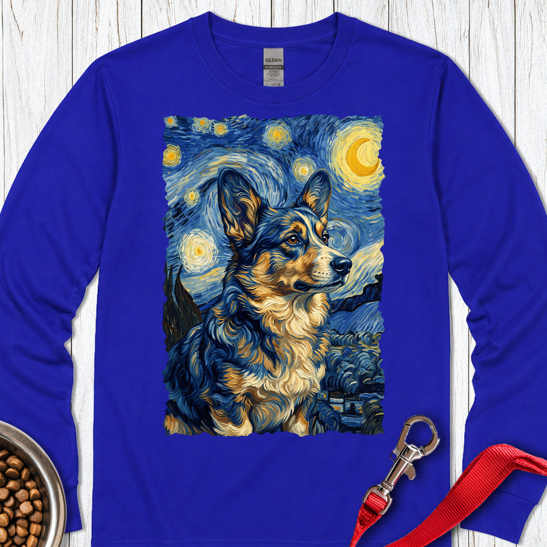 Cardigan Welsh Corgi Van Gogh Long Sleeve Royal
