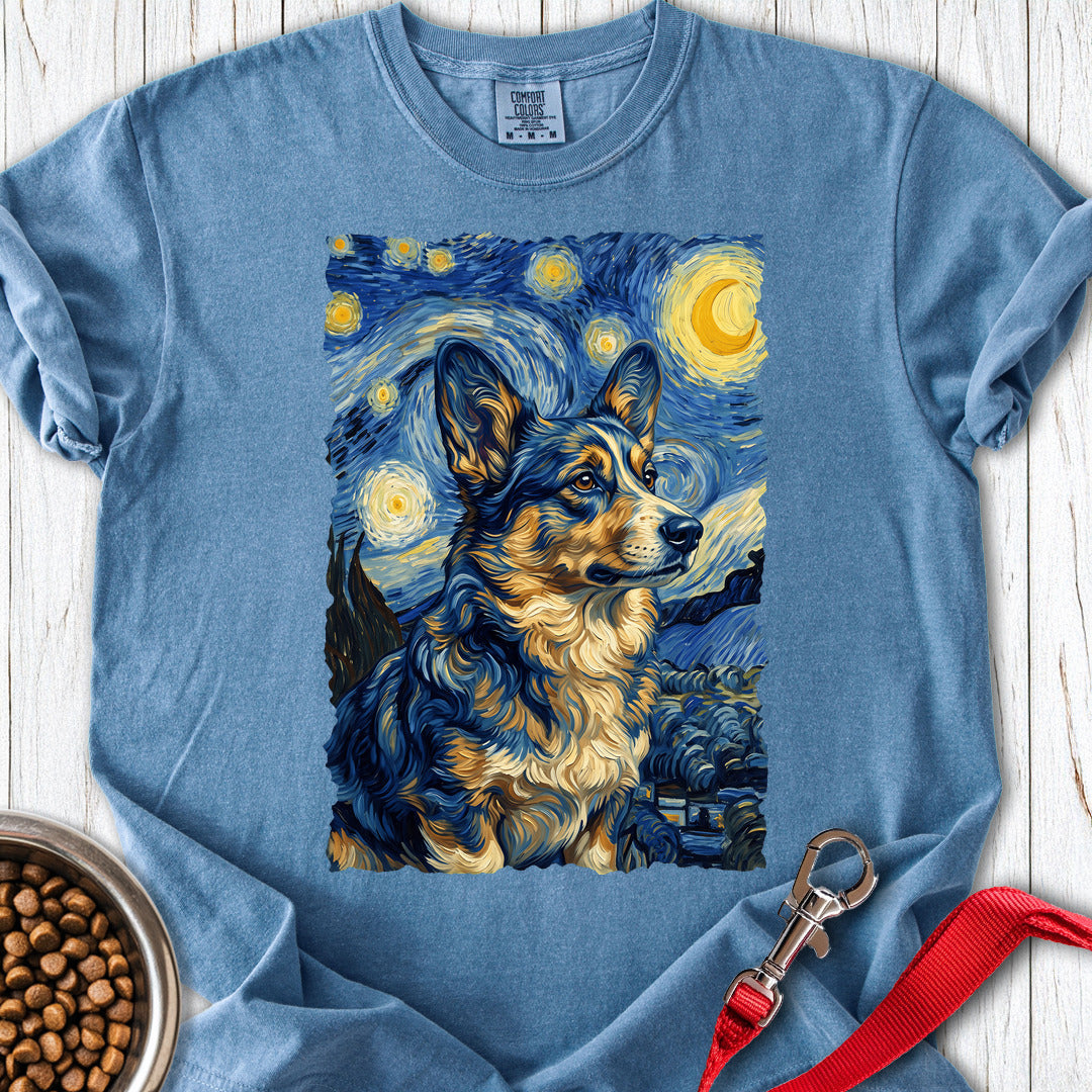 Cardigan Welsh Corgi Van Gogh Premium Tee — Blue Jean
