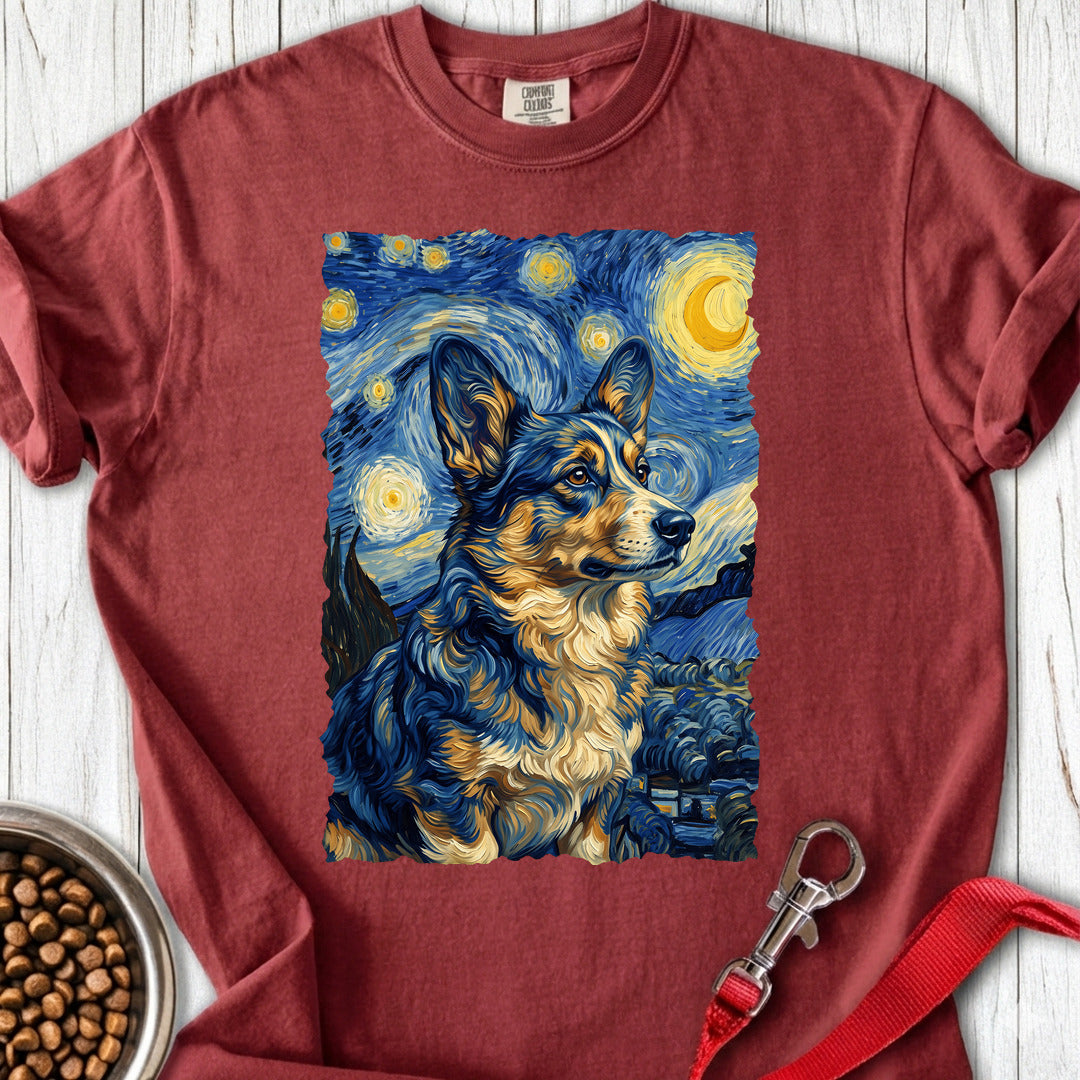 Cardigan Welsh Corgi Van Gogh Premium Tee — Brick