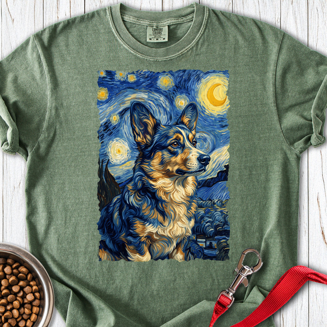 Cardigan Welsh Corgi Van Gogh Premium Tee — Moss