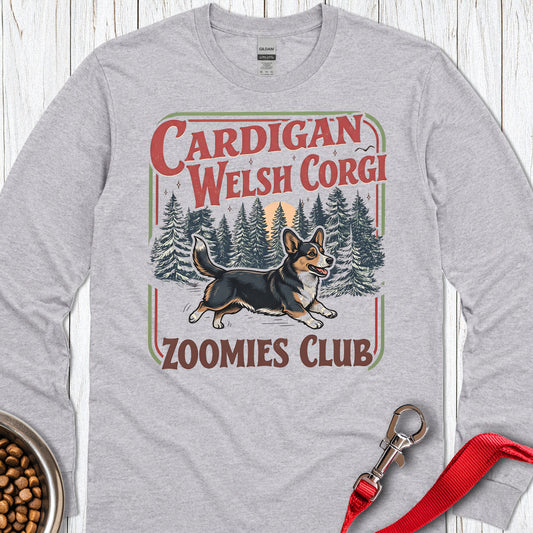 Cardigan Welsh Corgi Zoomies Club Long Sleeve — Sport Grey