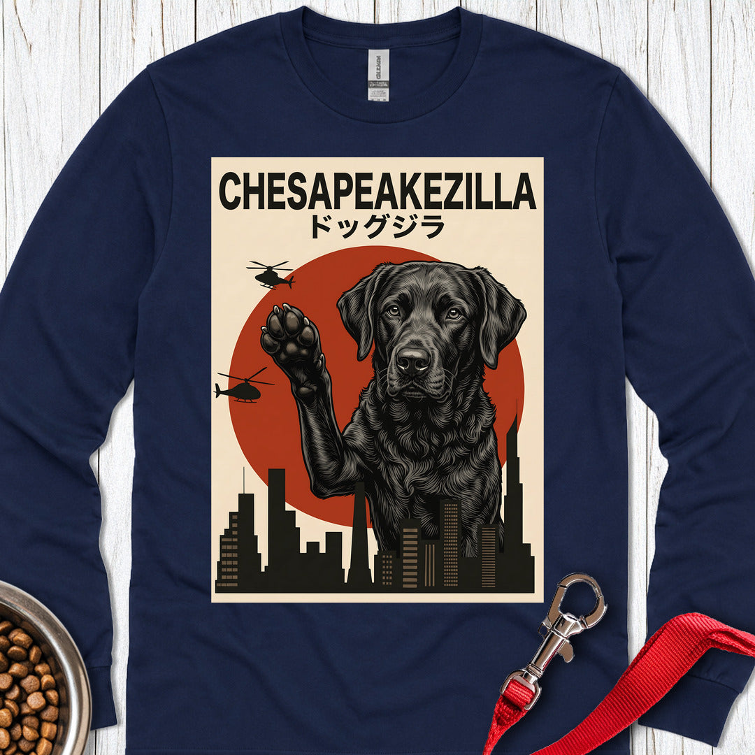 Chesapeake Bay Retriever Chesapeakezilla Long Sleeve — Navy