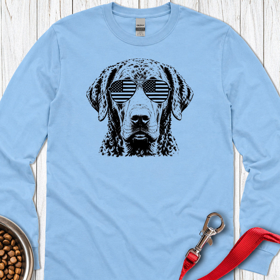Chesapeake Bay Retriever Flag Shades Long Sleeve — Carolina Blue
