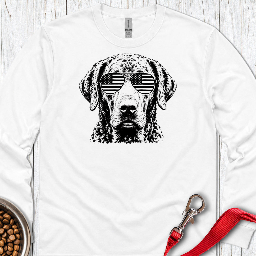 Chesapeake Bay Retriever Flag Shades Long Sleeve — White