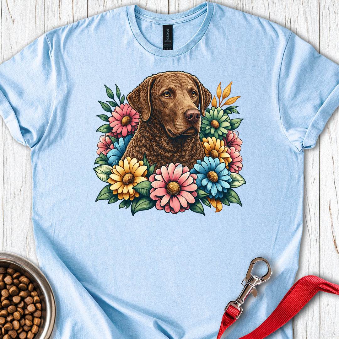 Chesapeake Bay Retriever Flower Wreath — Light Blue