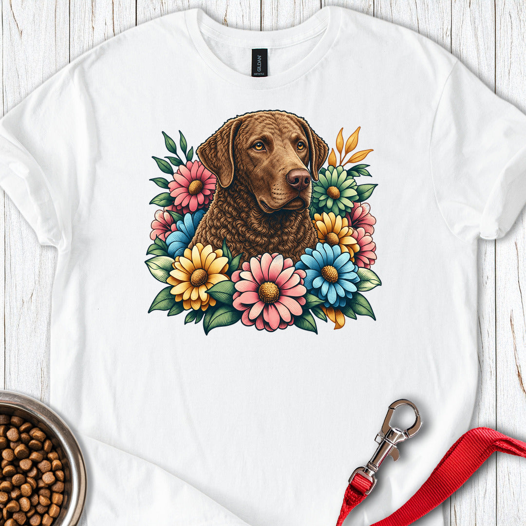 Chesapeake Bay Retriever Flower Wreath — White