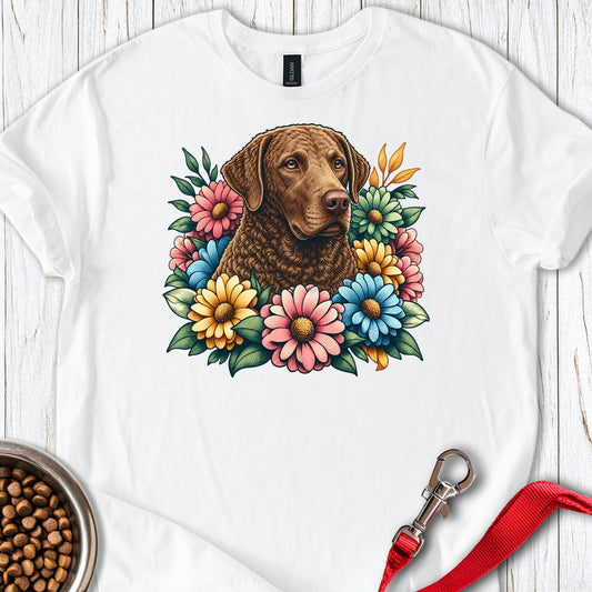 Chesapeake Bay Retriever Flower Wreath — White