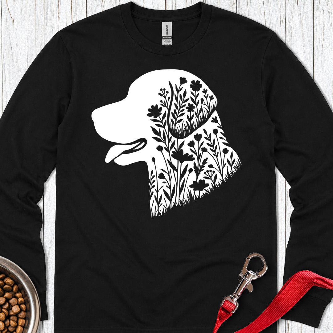 Chesapeake Bay Retriever Flowers Long Sleeve — Black