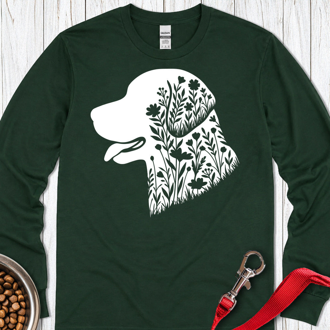 Chesapeake Bay Retriever Flowers Long Sleeve — Forest Green