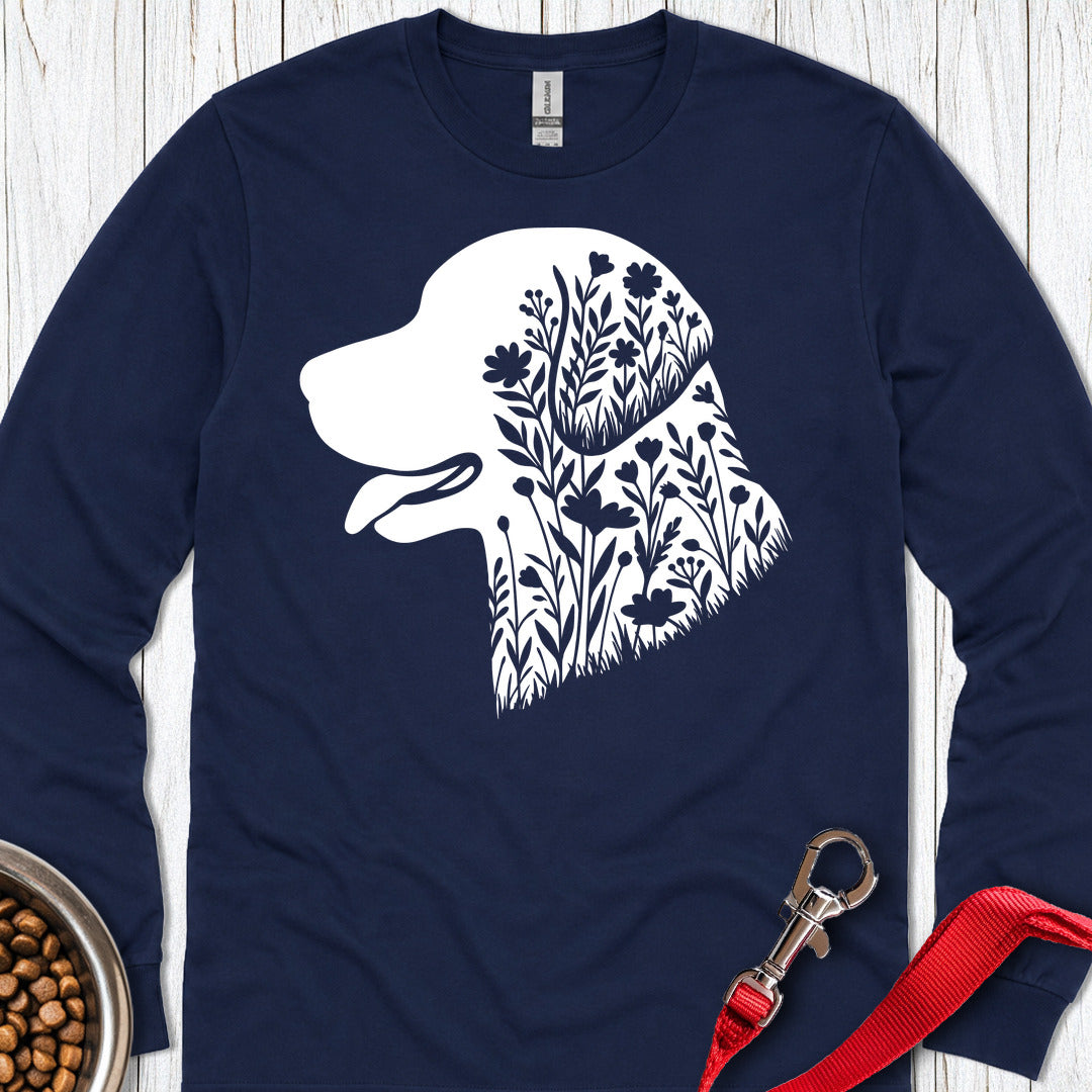 Chesapeake Bay Retriever Flowers Long Sleeve — Navy