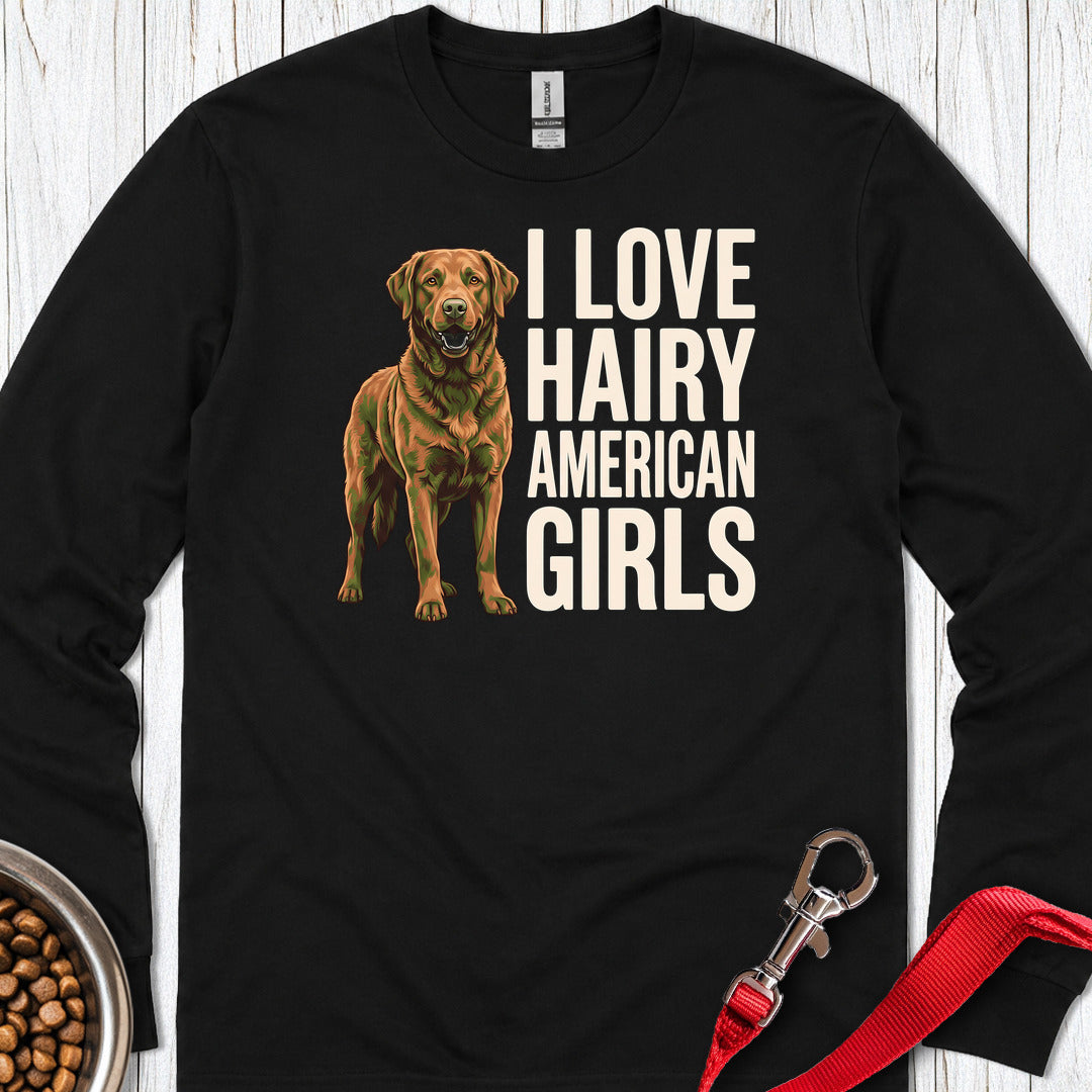 Chesapeake Bay Retriever Hairy Girls Long Sleeve — Black