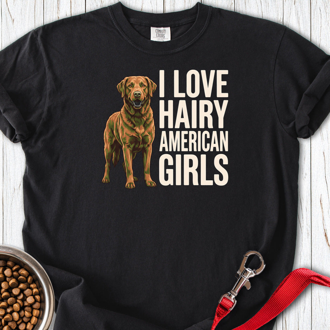 Chesapeake Bay Retriever Hairy Girls Premium Tee — Black