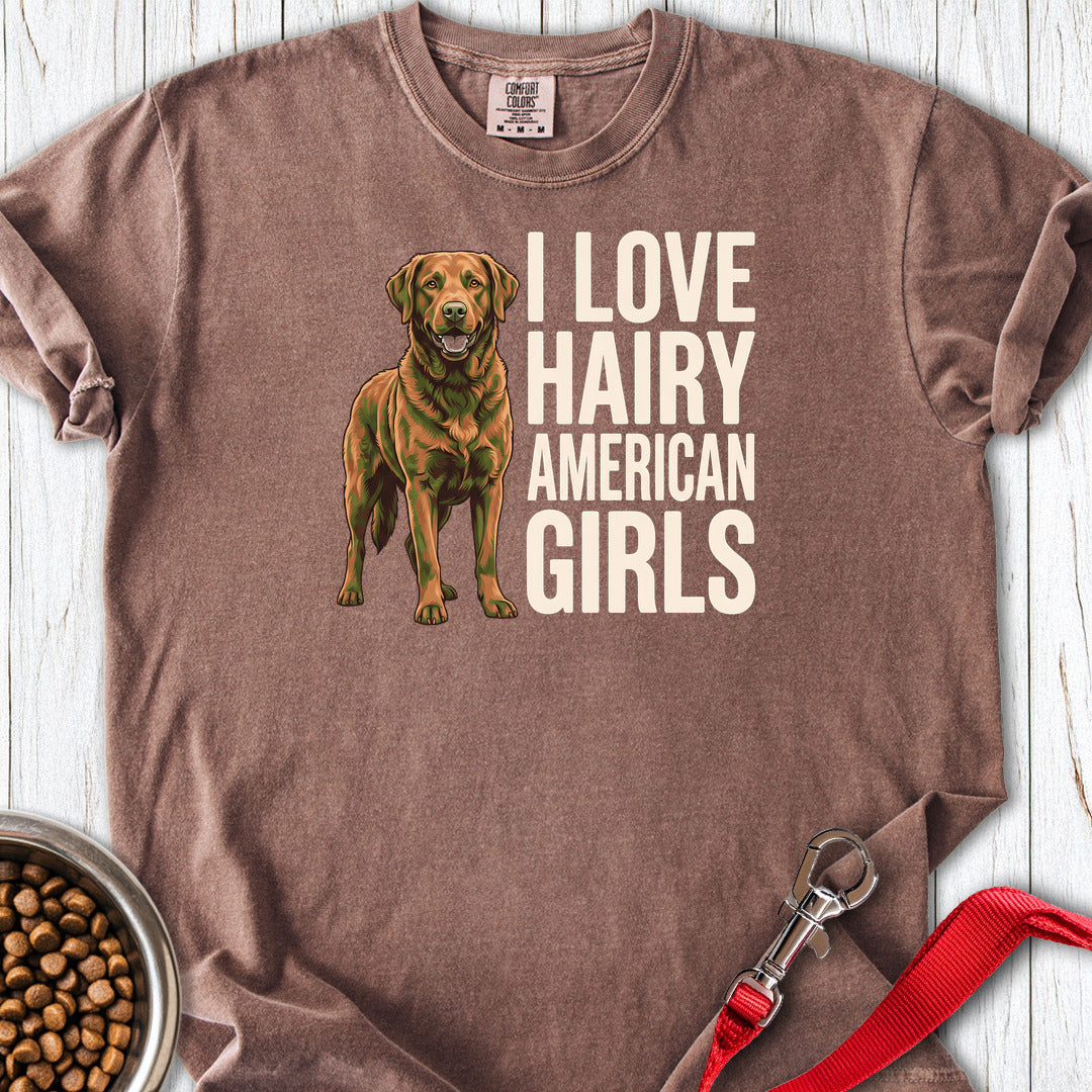 Chesapeake Bay Retriever Hairy Girls Premium Tee — Espresso